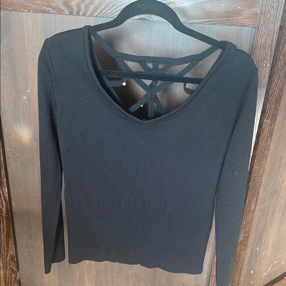 Venus Black V-Neck Top with Strappy Back